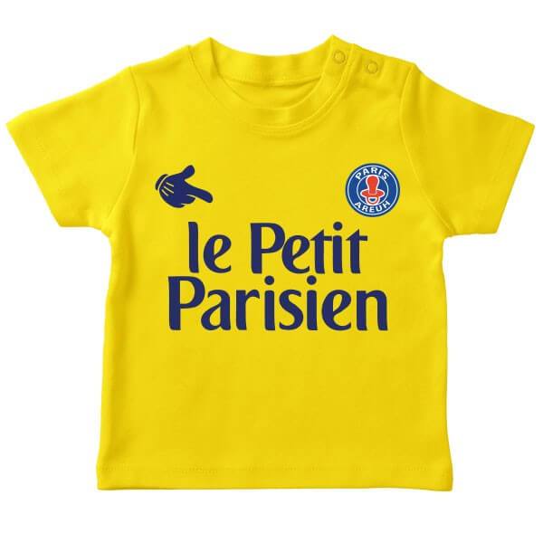 T-Shirt bébé maillot jaune PSG - PETIT DEMON