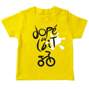 t shirt bebe maillot jaune tour de france dopé au lait