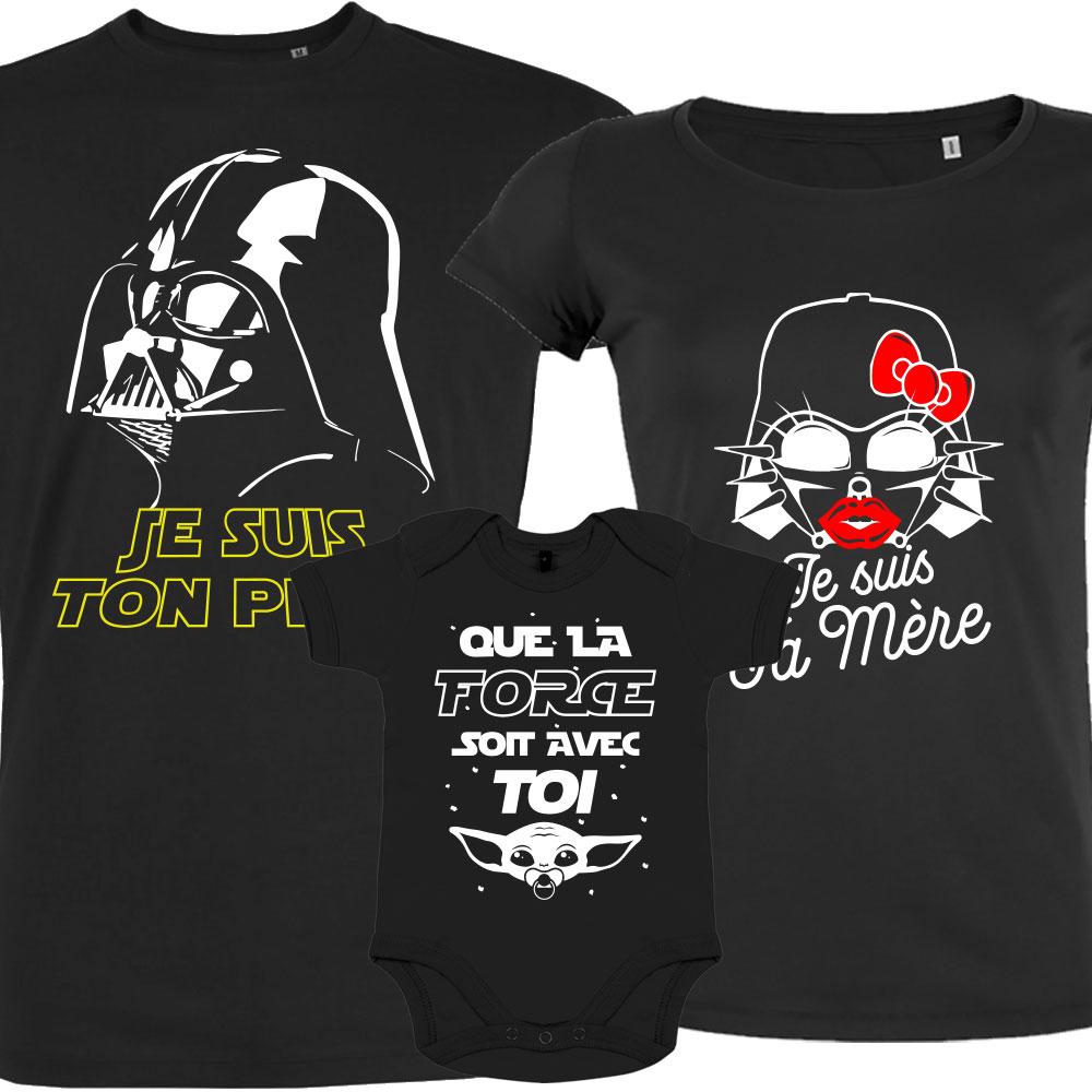 T Shirt Famille Dark Vador Je suis Père et Mère Yoda